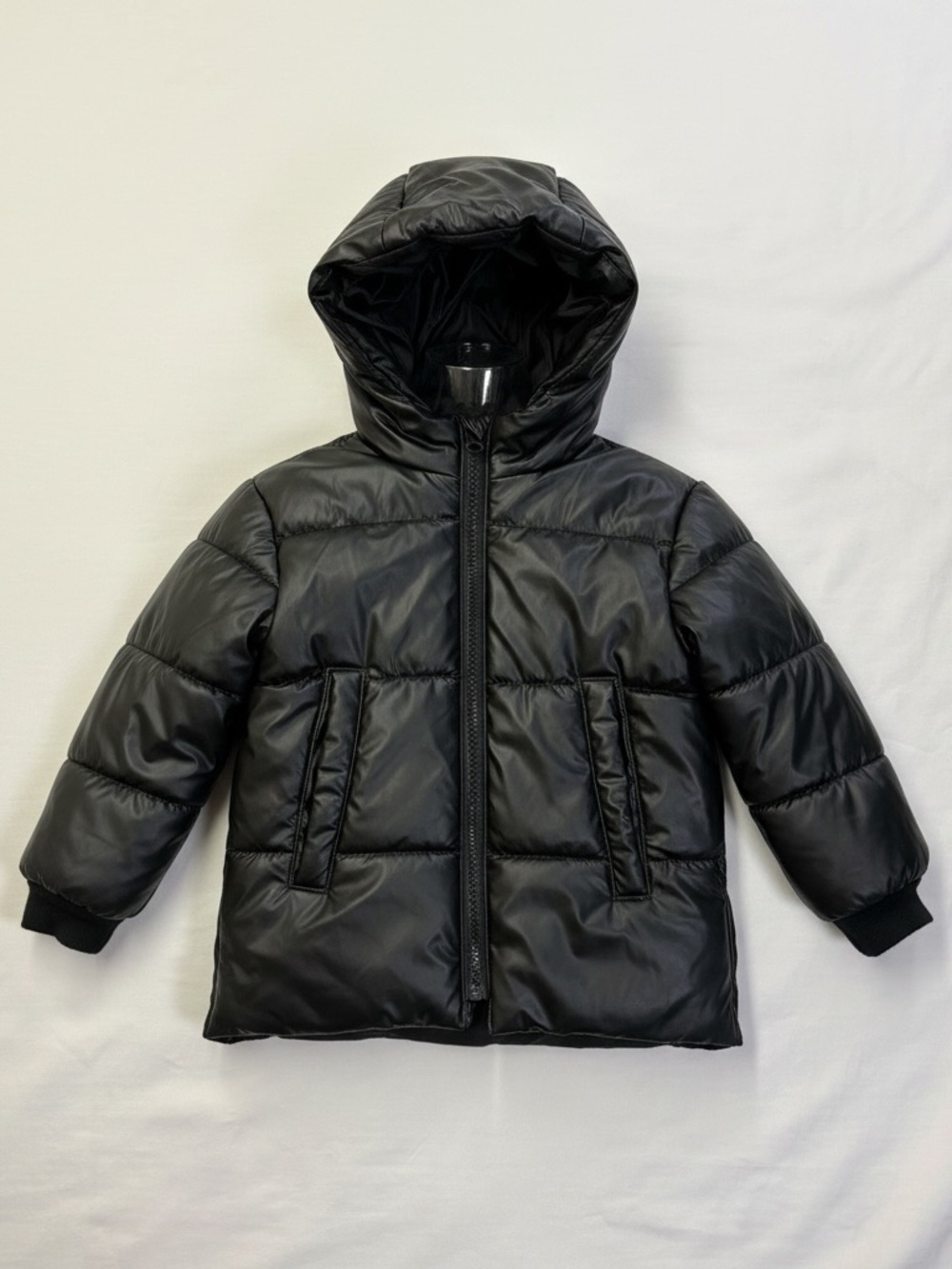 Zara Baby 18-24M Black Hooded Puffer Jacket Shiny Winter Coat